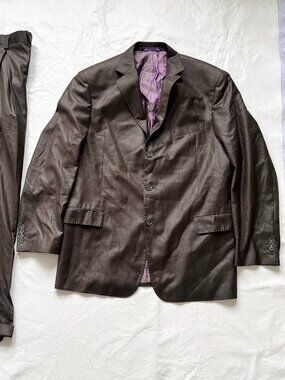 Earvin Magic Johnson suit brown 46R 40R pants 40x28 two piece blazer